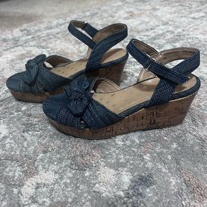 SHOE SALE!! Girls Size 1 Denim Wedge